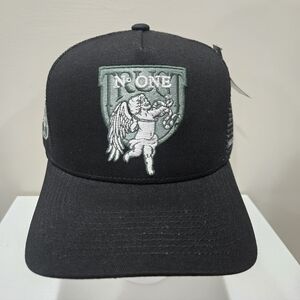 Black Cap with Embroidered Angel Design Trucker Hat
